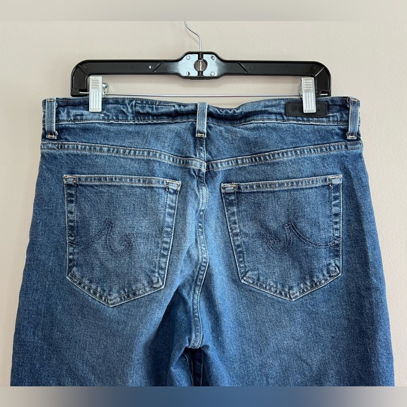 Adriano Goldschmied Saige Mid-Rise Wide Leg Crop Jeans Raw Hem, Medium Blue, 32 - Picture 5 of 13